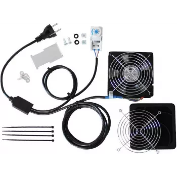 IT-BUDGET Kit de ventoinha para armário IT com termostato, 160 m³/h, 230 V, pré-cablagem, 1 ventoinha 90ITBTKD180603KTHS128