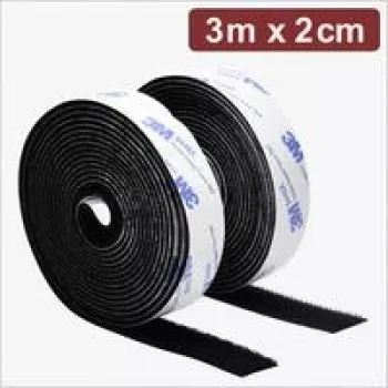 Quadrios 24CA320 Fita adesiva de velcro, 3 m x 2 cm, Preto