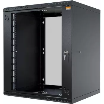IT-BUDGET Armário de rede 19 polegadas TAUNUS 12U 450mm de profundidade Porta de vidro com fechadura Preto 90ITB191245GS
