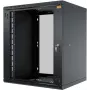 IT-BUDGET Armário de rede 19 polegadas TAUNUS 12U 450mm de profundidade Porta de vidro com fechadura Preto 90ITB191245GS