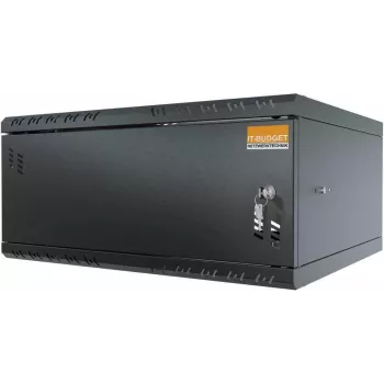 IT-BUDGET TAUNUS Armário de parede 19 polegadas 4U, 450 mm de profundidade, porta de aço com fechadura, Preto 90ITB19445MS