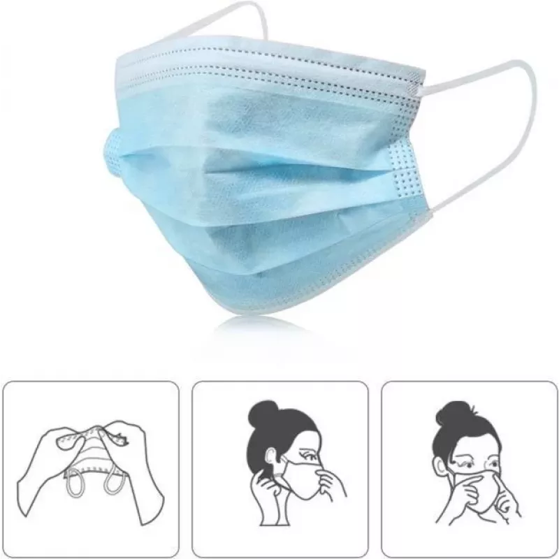 CYOO CY122187 Máscara Facial Descartável 3 Camadas Azul Pack de 10