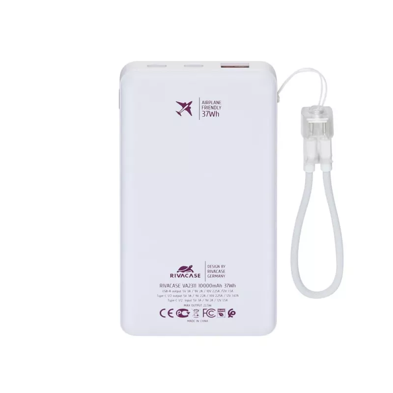 Rivacase VA2311 10000 mAh 22,5 W Powerbank branco