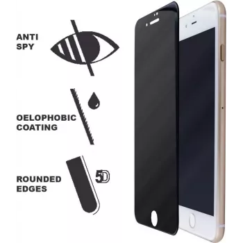 CYOO Privacy 5D Película de proteção de ecrã em vidro temperado para Apple iPhone 8 Plus – Preto