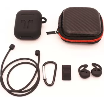 CYOO Capa de silicone 6em1 com acessórios - Preto - Capa para Apple AirPods (CY120795)