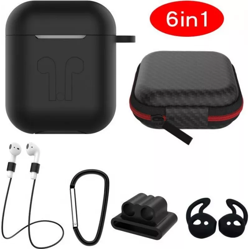 CYOO Capa de silicone 6em1 com acessórios - Preto - Capa para Apple AirPods (CY120795)