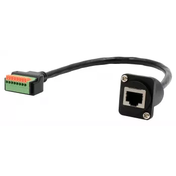EXSYS EX-49161 Adaptador de conector fêmea RJ45 tipo D para bloco de terminais de 8 pinos com botão, CAT.5e, 20 cm