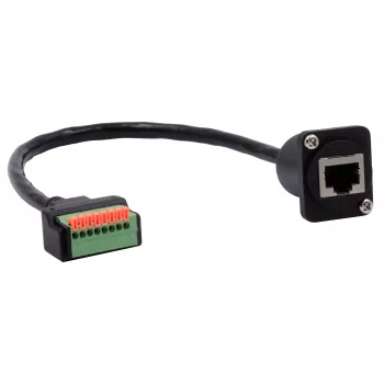 EXSYS EX-49161 Adaptador de conector fêmea RJ45 tipo D para bloco de terminais de 8 pinos com botão, CAT.5e, 20 cm