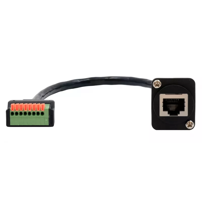 EXSYS EX-49161 Adaptador de conector fêmea RJ45 tipo D para bloco de terminais de 8 pinos com botão, CAT.5e, 20 cm