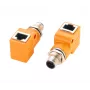 EXSYS EX-49502 Adaptador Industrial Ethernet de conector macho M12 codificado A de 8 pinos para conector fêmea RJ45 90°