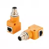 EXSYS EX-49502 Adaptador Industrial Ethernet de conector macho M12 codificado A de 8 pinos para conector fêmea RJ45 90°