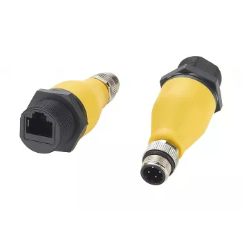 EXSYS EX-49524 Adaptador industrial de conector macho M12 D-Code de 4 pinos para conector fêmea RJ45, IP67, Fast Ethernet