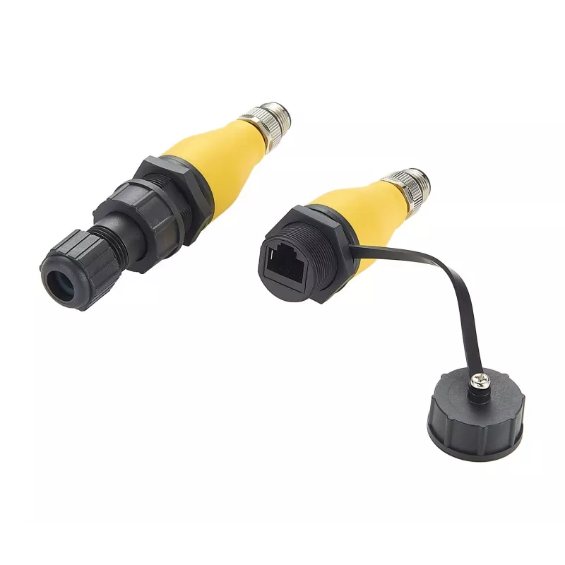 EXSYS EX-49524 Adaptador industrial de conector macho M12 D-Code de 4 pinos para conector fêmea RJ45, IP67, Fast Ethernet
