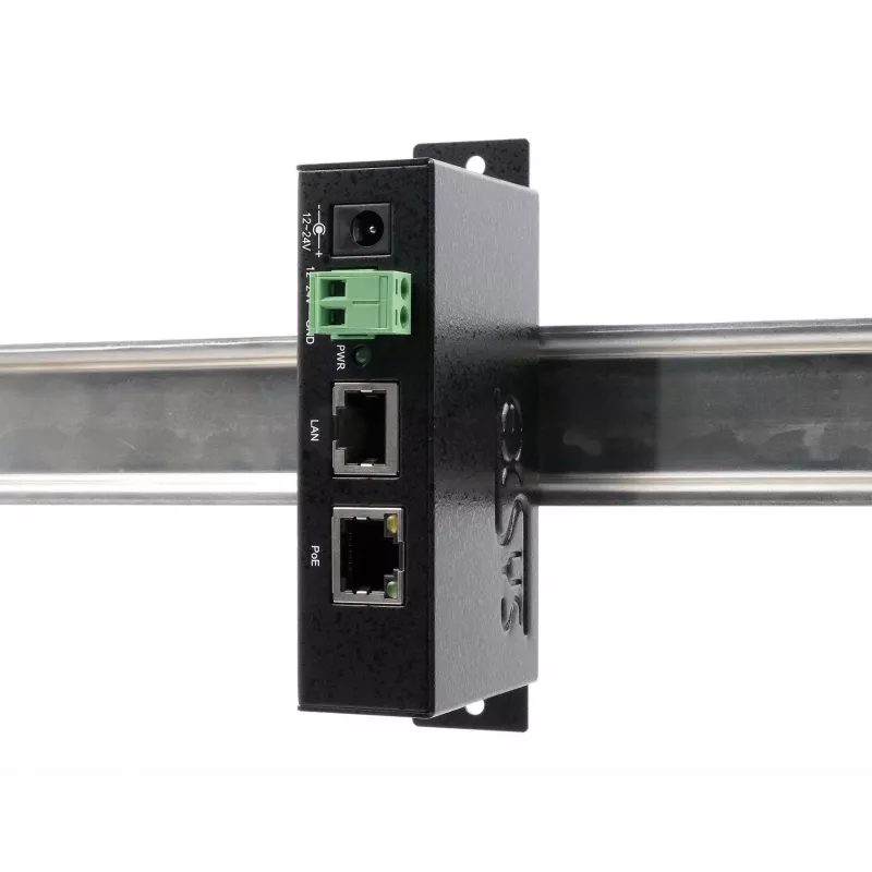 EXSYS EX-6007POE-WO Injetor PoE+ Gigabit, caixa metálica, entrada 12-24V DC, sem fonte de alimentação