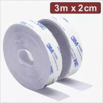 Quadrios 24CA323 Fita de velcro autoadesiva, 3 m x 20 mm, branca