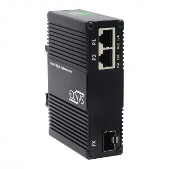 EXSYS EX-60344 Conversor de media PoE++ 2 portas 90W, SFP, -40°C a +80°C