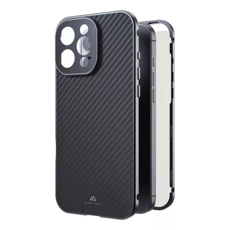 Black Rock Cover 360° Glass capa para Apple iPhone 16 Pro Max, carbono verdadeiro (00228101)
