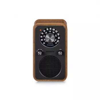 Rádio FM portátil Sangean WR-9, caixa em madeira de nogueira verdadeira, design vintage, Bluetooth, 8W
