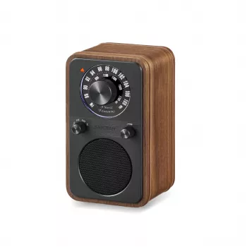 Rádio FM portátil Sangean WR-9, caixa em madeira de nogueira verdadeira, design vintage, Bluetooth, 8W