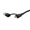 Cabo múltiplo de carregamento e dados EXSYS EX-K1404 2-em-1 para 3-em-1 USB-C/A para USB-C/Micro B/Lightning em nylon entrelaçado, 1,2 m, preto