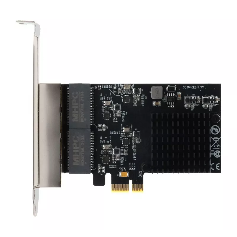 Placa de rede EXSYS EX-6083 PCIe x4 Gigabit Ethernet 4 portas Low-Profile