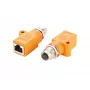 EXSYS EX-49501 adaptador industrial de conector fêmea M12 codificação A de 8 pinos para conector fêmea RJ45, Gigabit Ethernet, IP67