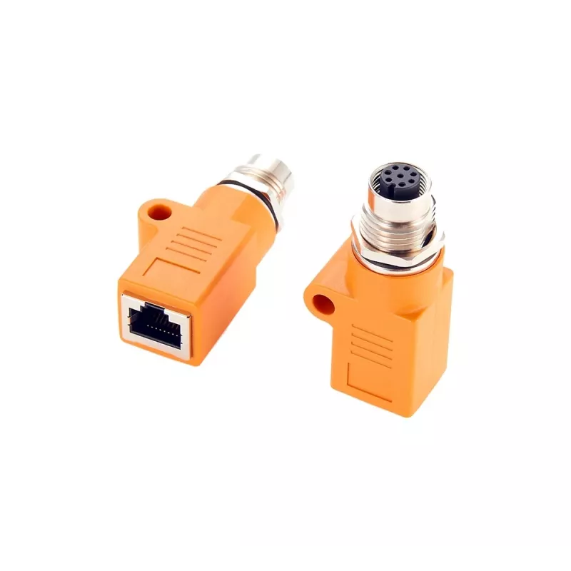 EXSYS EX-49501 adaptador industrial de conector fêmea M12 codificação A de 8 pinos para conector fêmea RJ45, Gigabit Ethernet, IP67