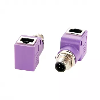 EXSYS EX-49522 adaptador Industrial Ethernet de conector macho M12 codificação D de 4 pinos para conector fêmea RJ45 de 90° angular