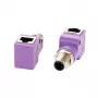 EXSYS EX-49522 adaptador Industrial Ethernet de conector macho M12 codificação D de 4 pinos para conector fêmea RJ45 de 90° angular