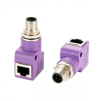 EXSYS EX-49522 adaptador Industrial Ethernet de conector macho M12 codificação D de 4 pinos para conector fêmea RJ45 de 90° angular