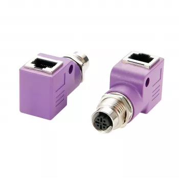 EXSYS EX-49523 adaptador Industrial Ethernet de conector fêmea M12 codificação D de 4 pinos para conector fêmea RJ45 de 90°