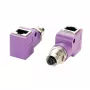 EXSYS EX-49523 adaptador Industrial Ethernet de conector fêmea M12 codificação D de 4 pinos para conector fêmea RJ45 de 90°