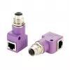EXSYS EX-49523 adaptador Industrial Ethernet de conector fêmea M12 codificação D de 4 pinos para conector fêmea RJ45 de 90°
