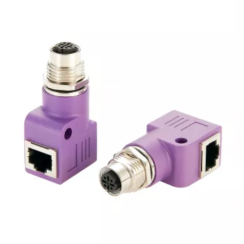 EXSYS EX-49523 adaptador Industrial Ethernet de conector fêmea M12 codificação D de 4 pinos para conector fêmea RJ45 de 90°