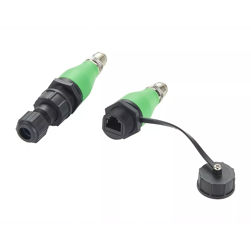 EXSYS EX-49544 adaptador Ethernet industrial de conector macho M12 codificação X de 8 pinos para conector fêmea RJ45 IP67, 10 Gbps