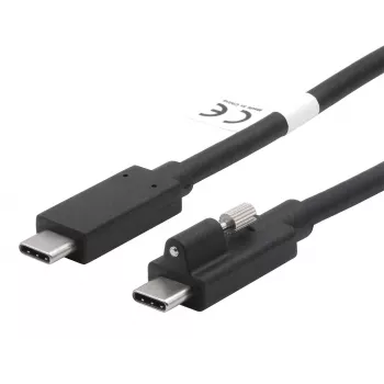 EXSYS EX-K1595V-2.0 cabo USB-C para USB-C, 2m, preto, fecho de rosca