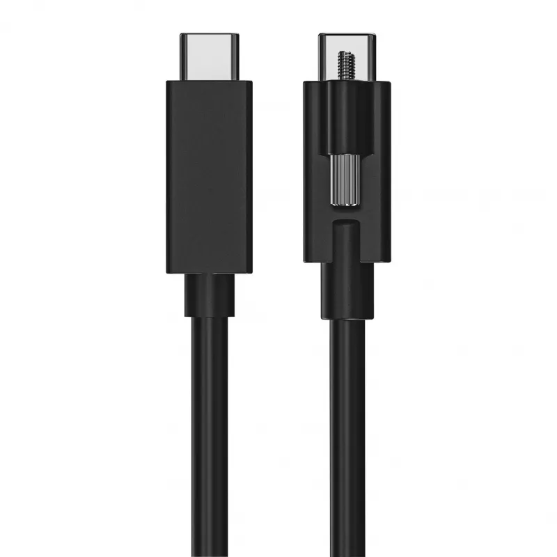 EXSYS EX-K1595V-2.0 cabo USB-C para USB-C, 2m, preto, fecho de rosca