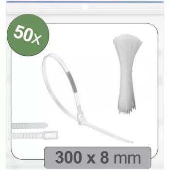 Quadrios 25CA713 abraçadeira removível 300 x 8 mm branco estabilizado UV pack de 50