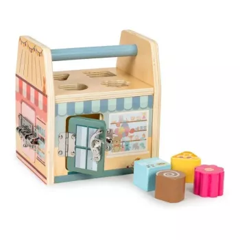 Gerardo's Toys Casa de atividades em madeira com fechaduras para crianças a partir de 18 meses