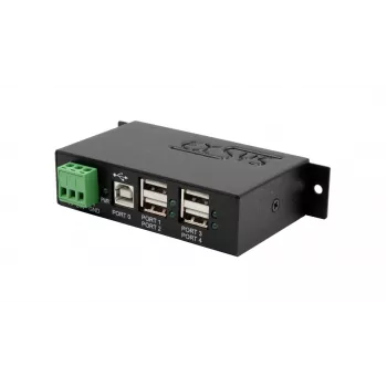 EXSYS EX-1594HMS Hub industrial USB 2.0 de 4 portas com kit para calha DIN