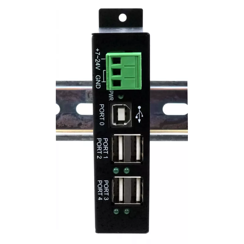 EXSYS EX-1594HMS Hub industrial USB 2.0 de 4 portas com kit para calha DIN