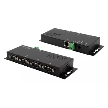 EXSYS EX-6164 Servidor de dispositivos série RS-232 de 4 portas, Ethernet para série, metal, 10/100 Mbps, Virtual COM