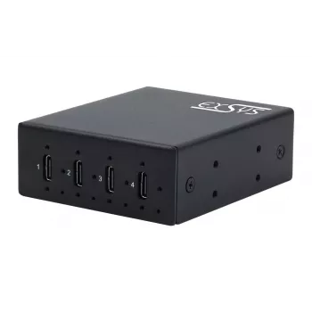 EXSYS EX-12274HMS Hub industrial USB 3.2 Gen 2x1 de 4 portas em metal, 10Gbps, 15KV ESD, montagem na parede/calha DIN