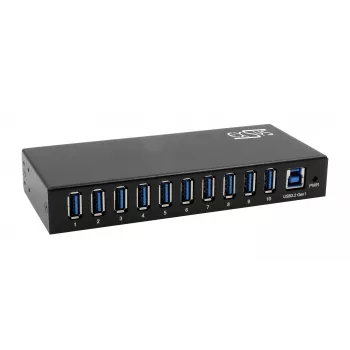 EXSYS EX-11290HMS Hub USB 3.2 Gen 1 de 10 portas com fonte de alimentação 12V/5A
