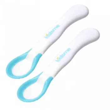 Kidsme Colheres de Alimentação com Indicador de Temperatura (pack de 2), Aquamarin, 6+ meses