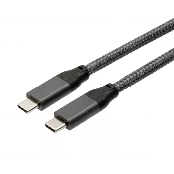 EXSYS EX-K1596-1.0 Cabo USB-C para USB-C, USB 3.2 Gen 2x2, 20 Gbps, 100W PD, Cinzento Entrançado, 1,0m