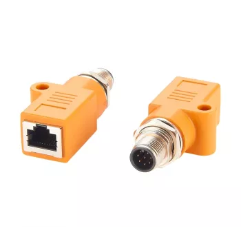 EXSYS M12 Codificação A 8 Polos Conector Macho para Conector Fêmea RJ45 Adaptador Blindado, IP67, Gigabit, PoE EX-49500