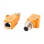 EXSYS M12 Codificação A 8 Polos Conector Macho para Conector Fêmea RJ45 Adaptador Blindado, IP67, Gigabit, PoE EX-49500