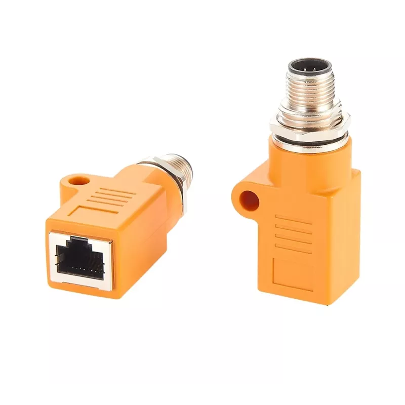 EXSYS M12 Codificação A 8 Polos Conector Macho para Conector Fêmea RJ45 Adaptador Blindado, IP67, Gigabit, PoE EX-49500