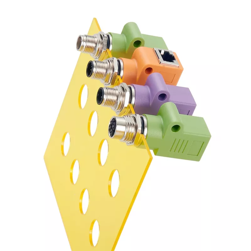 EXSYS M12 Codificação A 8 Polos Conector Macho para Conector Fêmea RJ45 Adaptador Blindado, IP67, Gigabit, PoE EX-49500